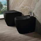 Bidet sur pied Aster en céramique mate, disponible en deux couleurs et au design moderne Viadurini