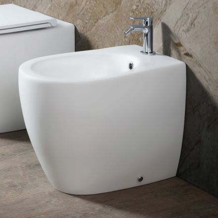Bidet sur pied Aster en céramique mate, disponible en deux couleurs et au design moderne Viadurini