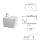 Bidet monotrou sur pied en céramique blanche au design moderne et élégant - Giunco Viadurini