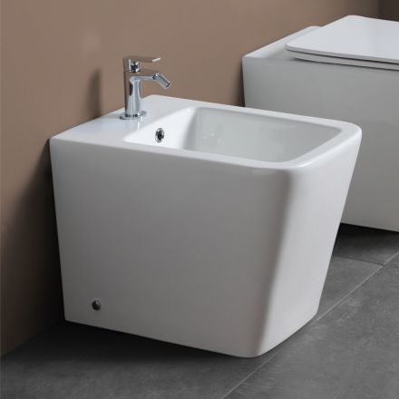 Bidet monotrou sur pied en céramique blanche au design moderne et élégant - Giunco Viadurini