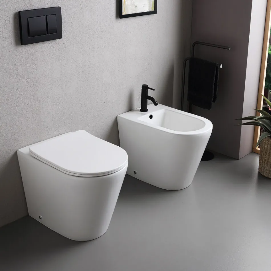 Bidet monotrou sur pied Salice en céramique blanche au design moderne et élégant Viadurini