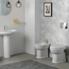 Bidet monotrou sur pied en céramique blanche au design moderne et élégant - Silica Viadurini