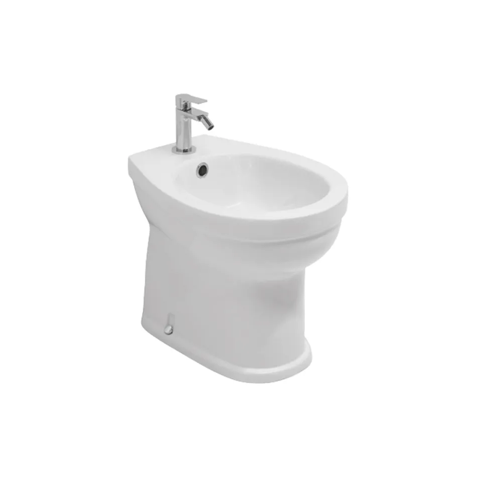 Bidet monotrou sur pied en céramique blanche au design moderne et élégant - Silica Viadurini
