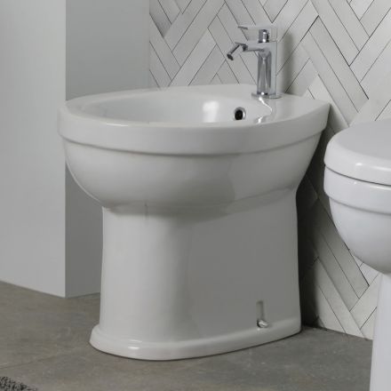 Bidet monotrou sur pied en céramique blanche au design moderne et élégant - Silica Viadurini