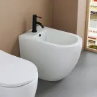 Bidet monotrou sur pied en céramique blanche résistante au design moderne - Olmo Viadurini