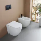 Bidet monotrou sur pied en céramique blanche résistante au design moderne - Olmo Viadurini
