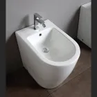 Bidet monotrou avec bonde décalée en céramique au design moderne - Oleandro  Viadurini
