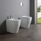 Bidet monotrou avec bonde décalée en céramique au design moderne - Oleandro  Viadurini
