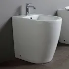 Bidet monotrou avec bonde décalée en céramique au design moderne - Oleandro  Viadurini
