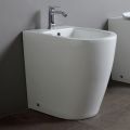 Bidet monotrou avec bonde décalée en céramique au design moderne - Oleandro 