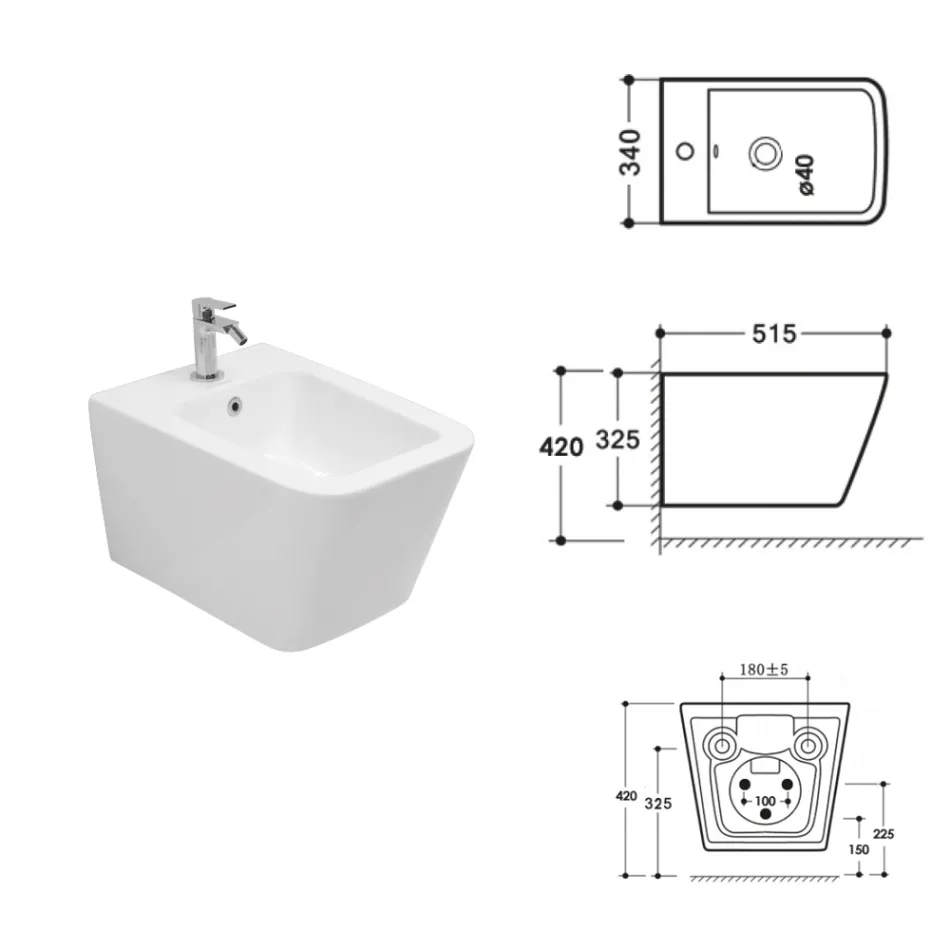Bidet mural monotrou en céramique blanche au design moderne et élégant - Giunco Viadurini