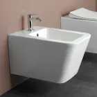 Bidet mural monotrou en céramique blanche au design moderne et élégant - Giunco Viadurini