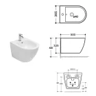 Bidet mural monotrou en céramique blanche au design moderne - Ginepro Viadurini