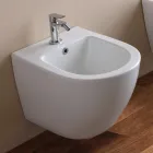 Bidet mural monotrou en céramique blanche au design moderne - Ginepro Viadurini