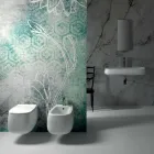 Bidet suspendu design en céramique Gaiola blanche, fabriqué en Italie Viadurini