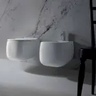 Bidet suspendu design en céramique Gaiola blanche, fabriqué en Italie Viadurini