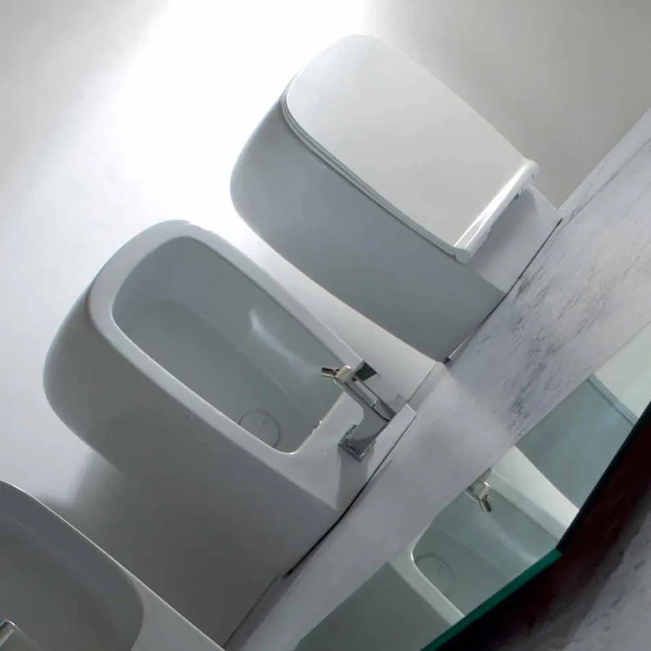 Bidet suspendu design en céramique Gaiola blanche, fabriqué en Italie Viadurini