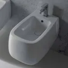 Bidet suspendu design en céramique Gaiola blanche, fabriqué en Italie Viadurini