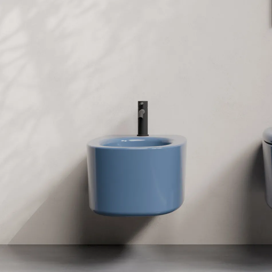Bidet suspendu en céramique, disponible en plusieurs couleurs, fabriqué en Italie - Fille Viadurini