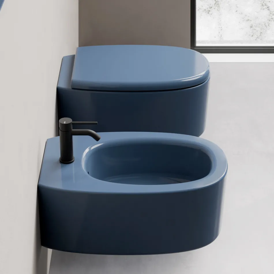 Bidet suspendu en céramique, disponible en plusieurs couleurs, fabriqué en Italie - Fille Viadurini