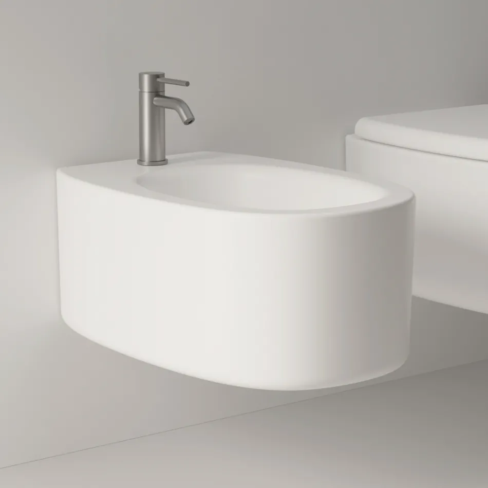 Bidet suspendu en céramique, disponible en plusieurs couleurs, fabriqué en Italie - Fille Viadurini