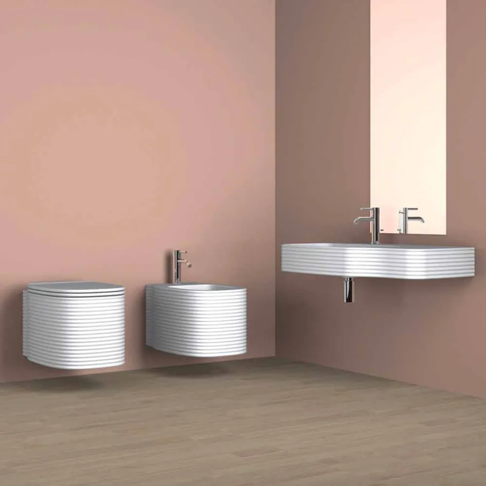 Bidet suspendu en céramique de conception moderne fabriqué en Italie, Hamlet Viadurini