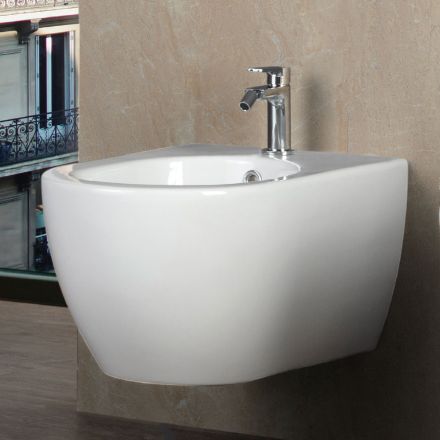 Aster - Bidet mural en céramique blanche résistante au design moderne Viadurini