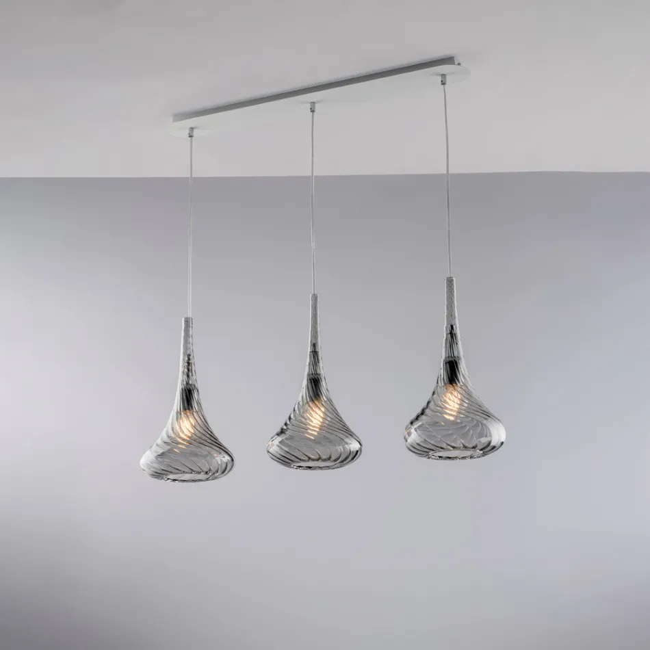 Rambarde en fer forgé avec verre Pyrex, fabriquée en Italie, pour la décoration intérieure - Corinto Viadurini