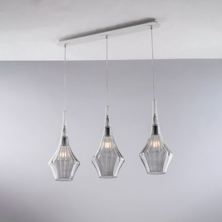 Rambarde en fer forgé avec verre Pyrex, fabriquée en Italie, pour la décoration intérieure - Olimpo Viadurini