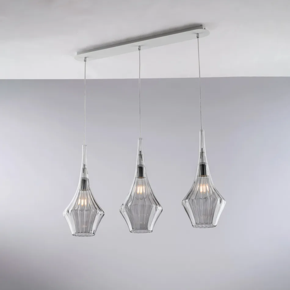 Rambarde en fer forgé avec verre Pyrex, fabriquée en Italie, pour la décoration intérieure - Olimpo Viadurini