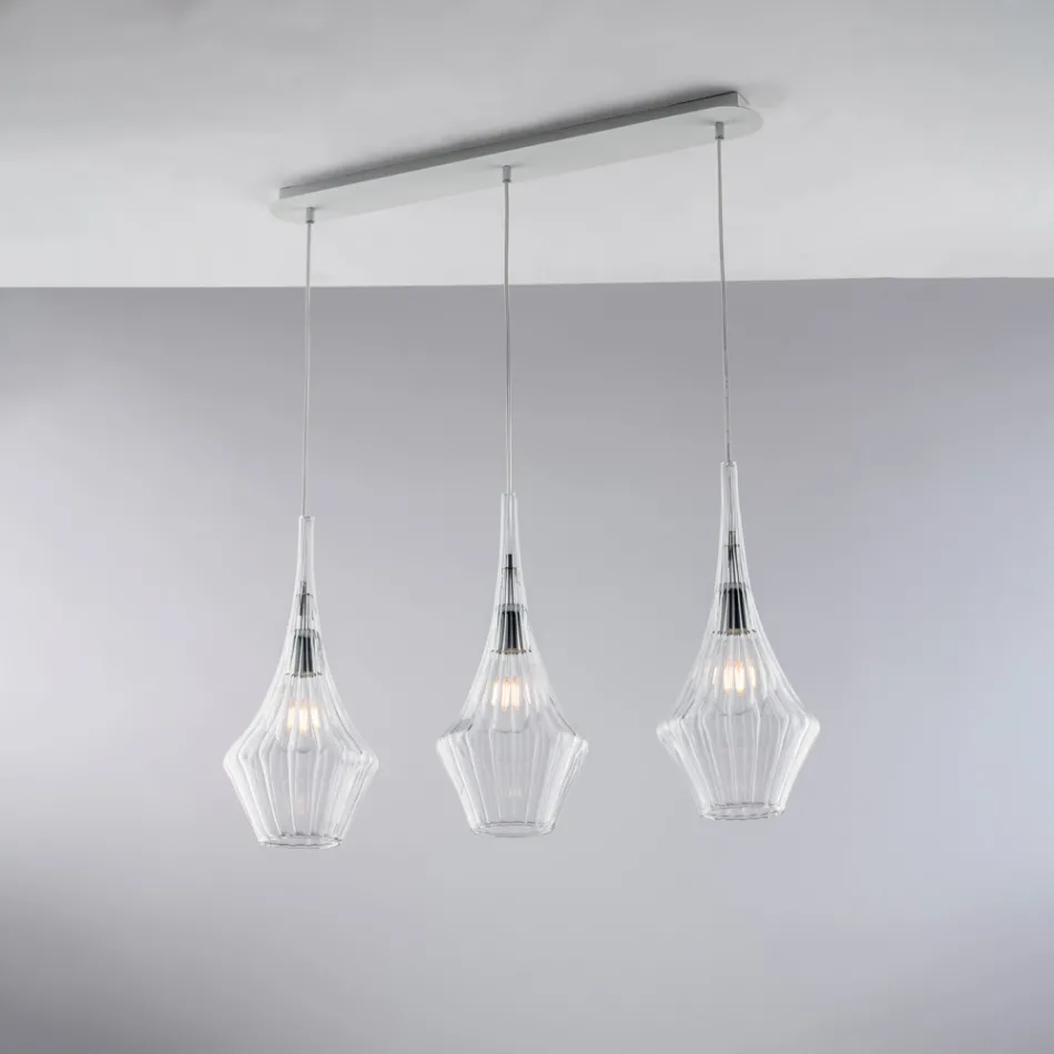 Rambarde en fer forgé avec verre Pyrex, fabriquée en Italie, pour la décoration intérieure - Olimpo Viadurini