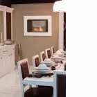 Cheminée Bio Murale Blanche au Design Moderne avec Insert en Verre Erica Viadurini