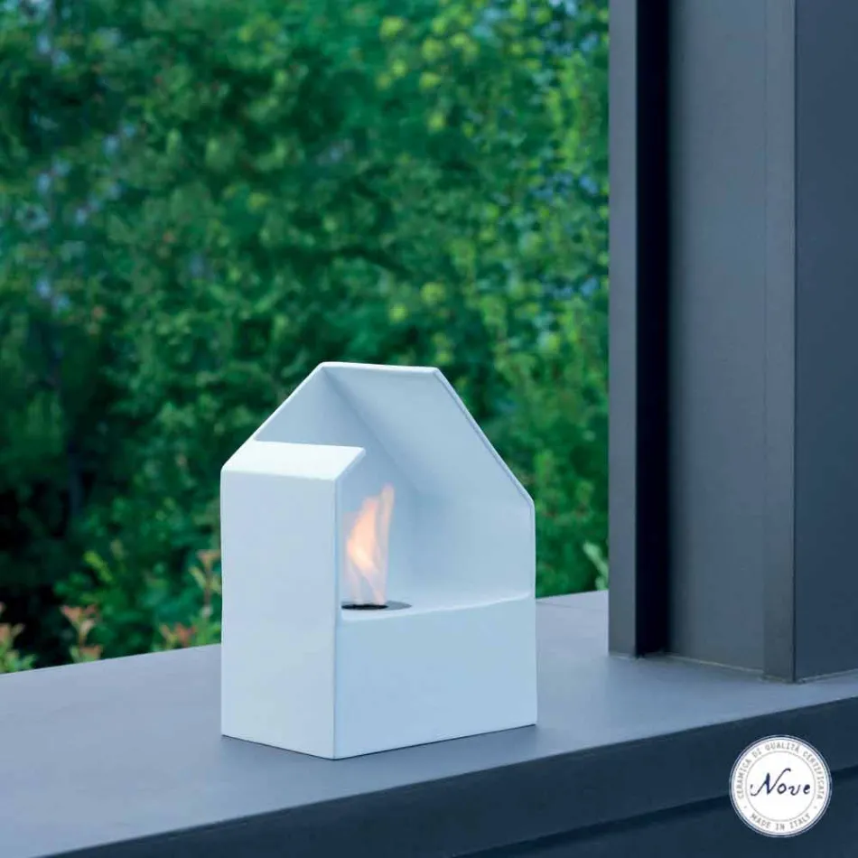 comptoir Biocamino au bioéthanol céramique et acier Curtis Viadurini