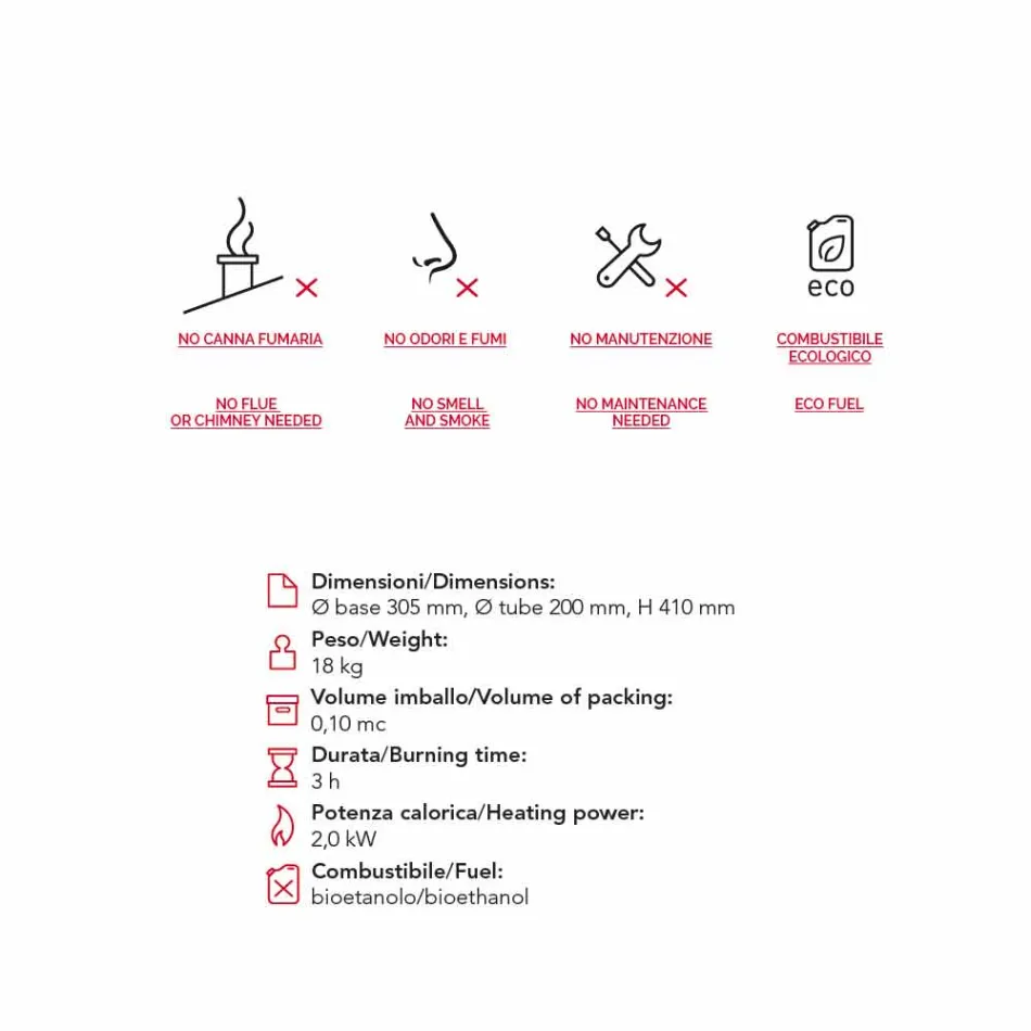 Biocamino marbre de support rond Gordon, fabriqué en Italie Viadurini