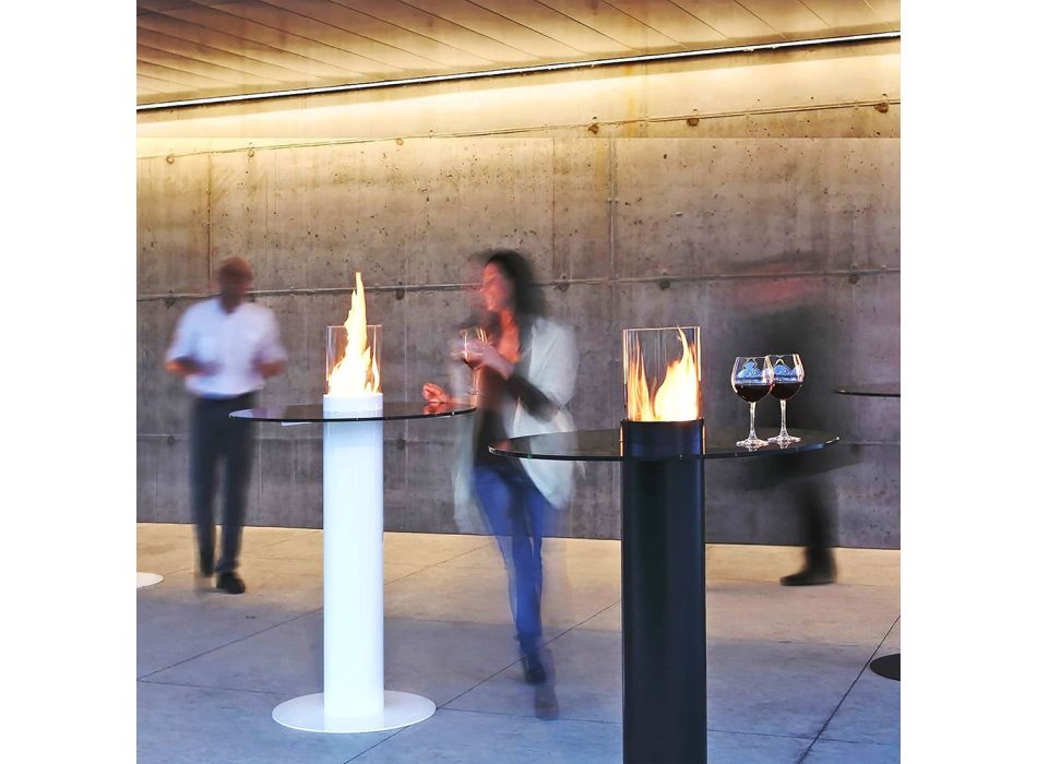 Table pour extérieur avec cheminée au bioéthanol Dean – Table Viadurini