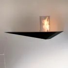 Cheminée murale design moderne en acier peint et verre - Malcolm Viadurini