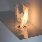 Cheminée murale design moderne en acier peint et verre - Malcolm Viadurini