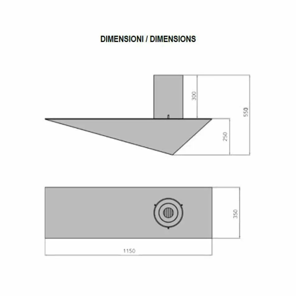 Cheminée murale design moderne en acier peint et verre - Malcolm Viadurini