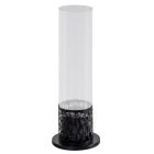 Biocheminée de table cylindrique en verre trempé et métal noir - Ringo Viadurini
