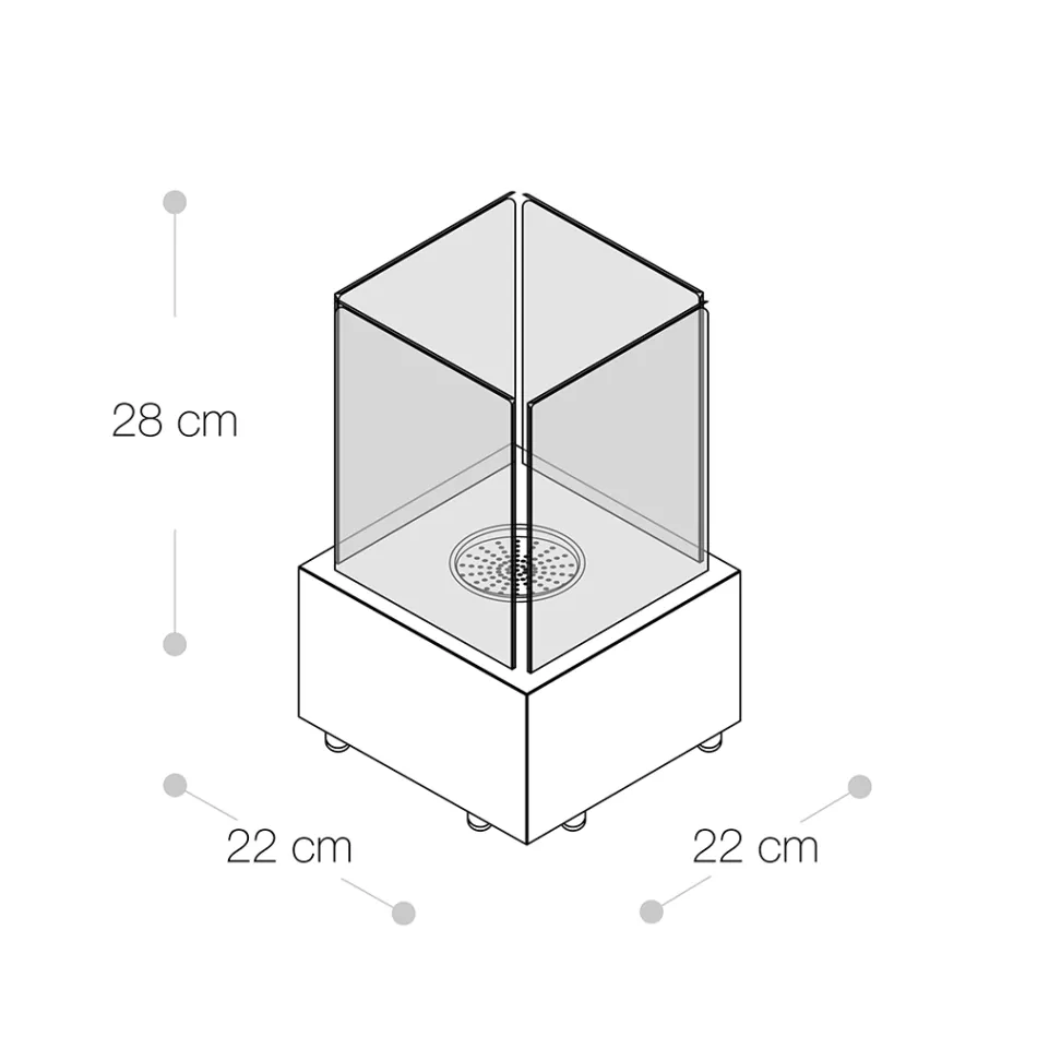 Table Bio-cheminée en Verre Trempé avec Base en Métal Noir - Coriano Viadurini