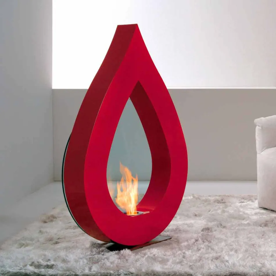 Biocamino de bioéthanol terre, design moderne flamme dans la forme Todd Viadurini