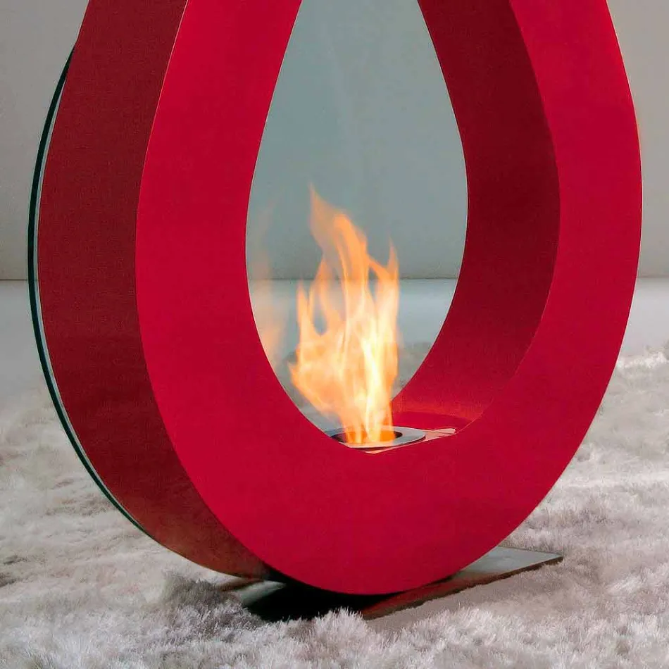 Biocamino de bioéthanol terre, design moderne flamme dans la forme Todd Viadurini