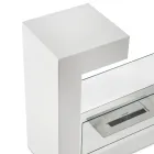 Cheminée Bio au Sol en Métal Peint Blanc et Verre Trempé - Pelide Viadurini