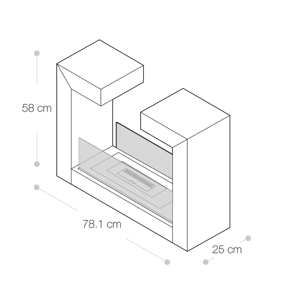 Cheminée Bio au Sol en Métal Peint Blanc et Verre Trempé - Pelide Viadurini