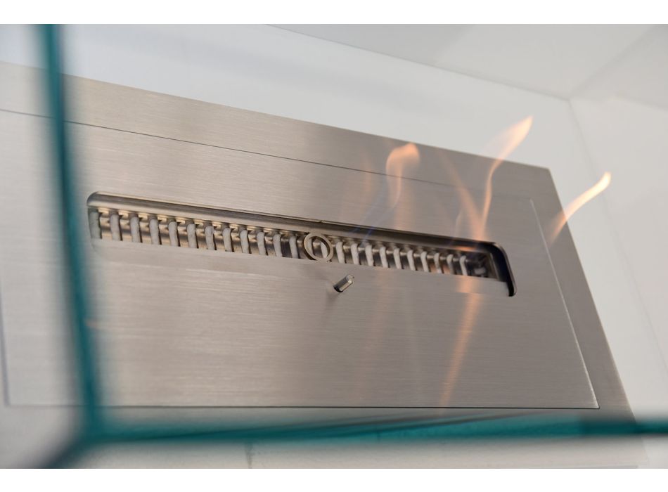 Bio-cheminée de plancher de conception moderne en verre et acier ou Corten - Bradley