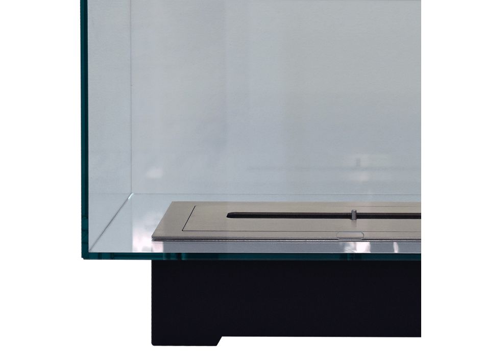 Bio-cheminée de plancher de conception moderne en verre et acier ou Corten - Bradley
