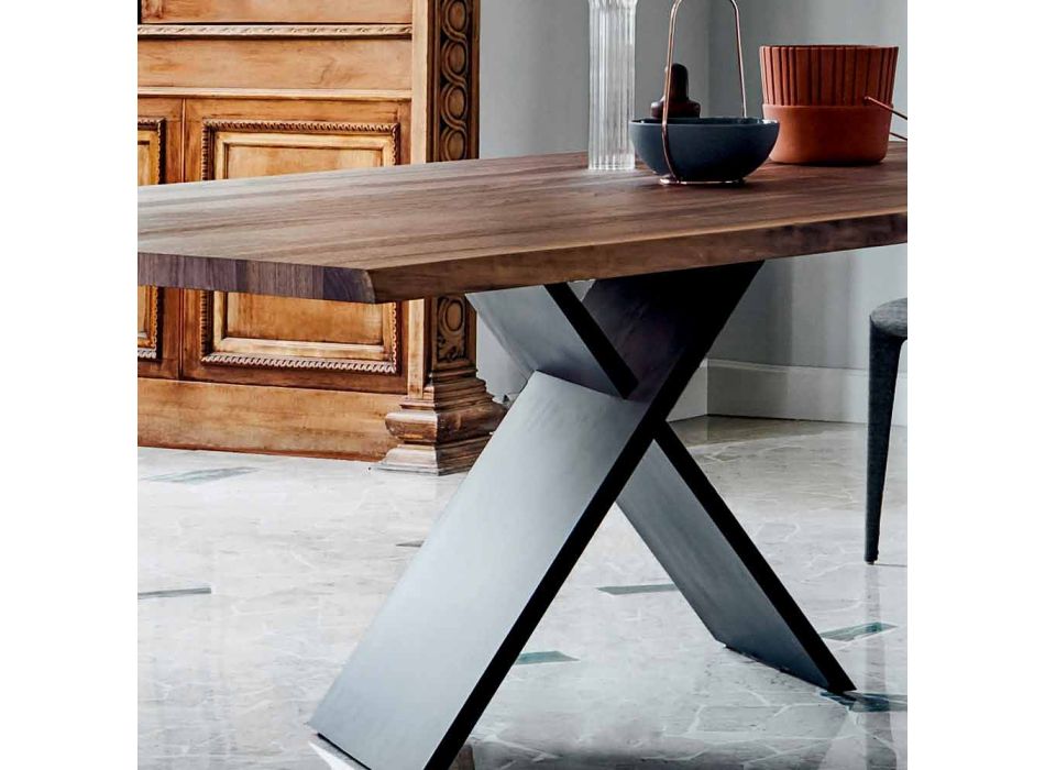 Table design Bonaldo Axe en bois avec bords naturels fabriqués en Italie Viadurini