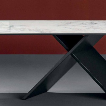Table design Bonaldo Axe en métal céramique base fabriquée en Italie