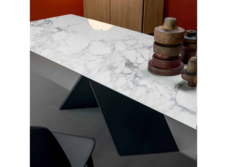 Table design Bonaldo Axe en métal céramique base fabriquée en Italie Viadurini