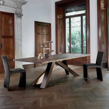 Bonaldo Big Table table en bois massif arêtes naturelles fabriquées en Italie